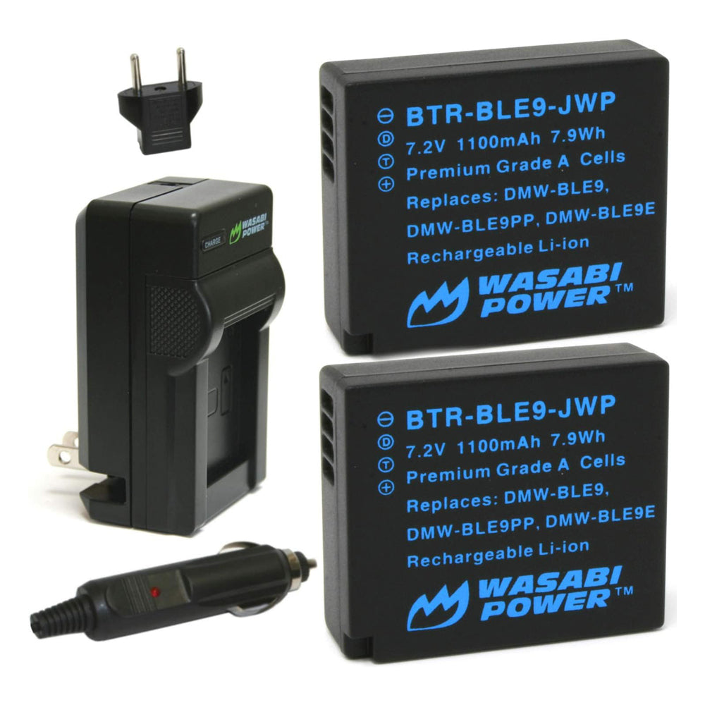 Wasabi Power Battery (2-Pack) and Dual USB Charger for Panasonic DMW-BLE9, BLE9 DMW-BLG10 BLG10 and Panasonic Lumix DMC-GF3, DMC-GF5, DMC-GF6, DMC-GX7, DMC-GX85, DMC-LX100, DMC-ZS60, DMC-ZS100 | JG Superstore