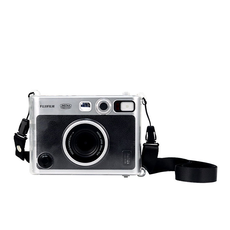 Pikxi Fujifilm Instax Mini EVO Crystal Clear Protective Case with Removable Shoulder Strap Instant Film Camera Cover Hard Transparent Casing