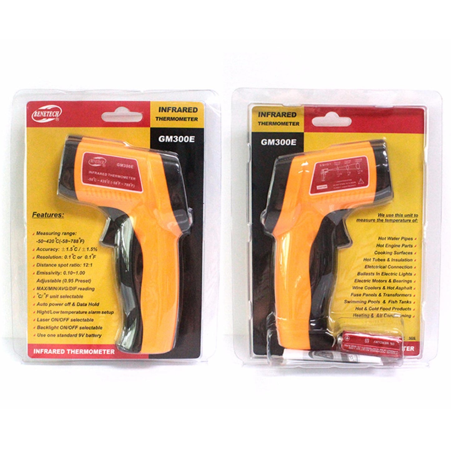 Benetech GM300E Non Contact Thermometer Laser Temperature Gun Infrared Thermometer -50° to 420° Celcius