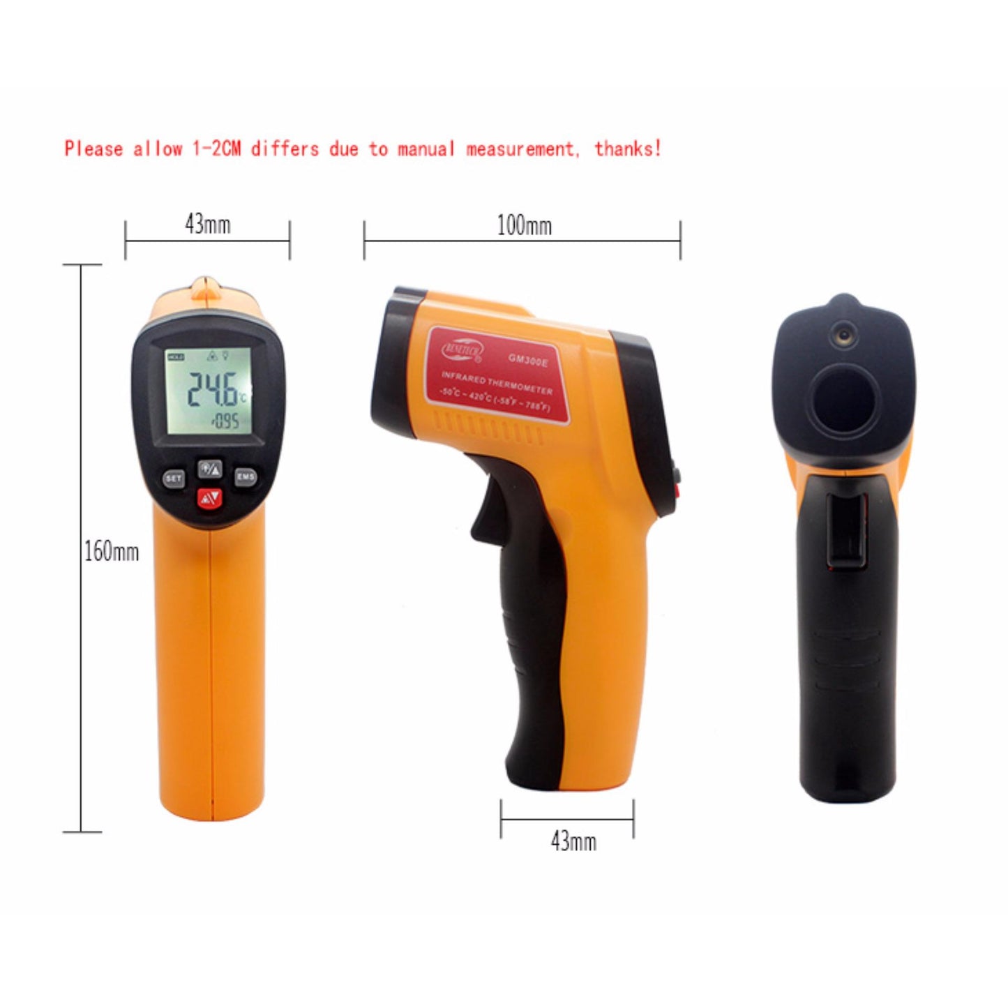 Benetech GM300E Non Contact Thermometer Laser Temperature Gun Infrared Thermometer -50° to 420° Celcius