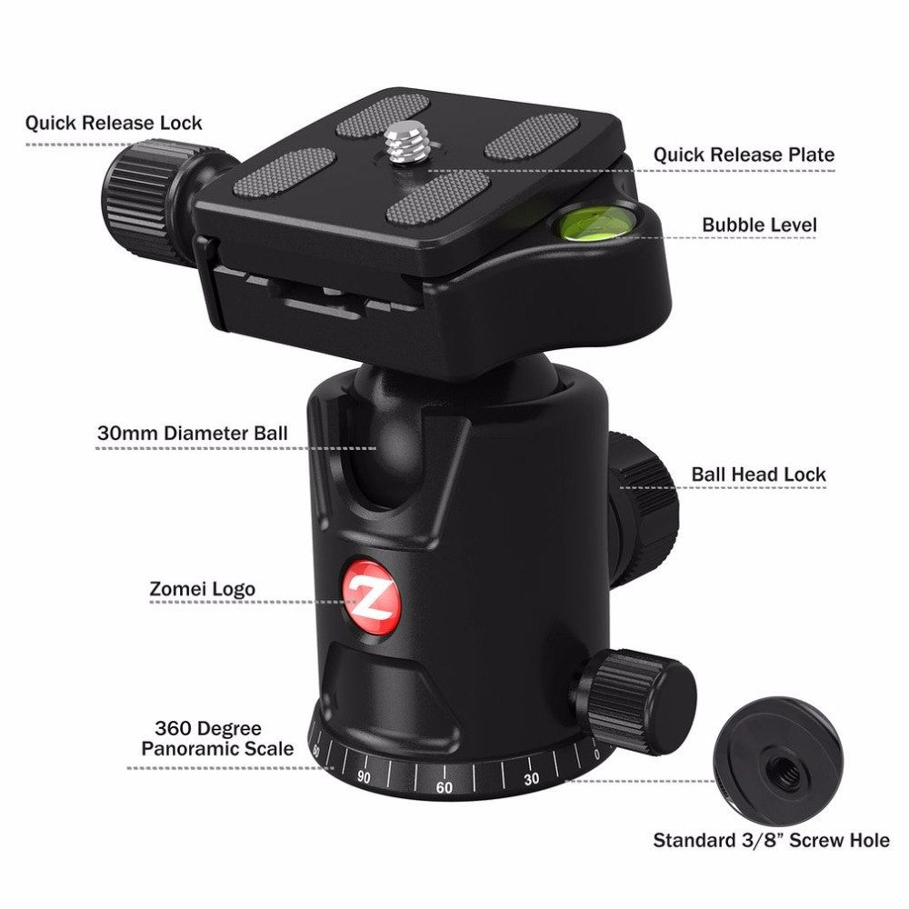 ZOMEI M8 GO Camera Tripod Travel Compact Aluminum Monopod with Ball Head for Flat-lay Photography Shoot