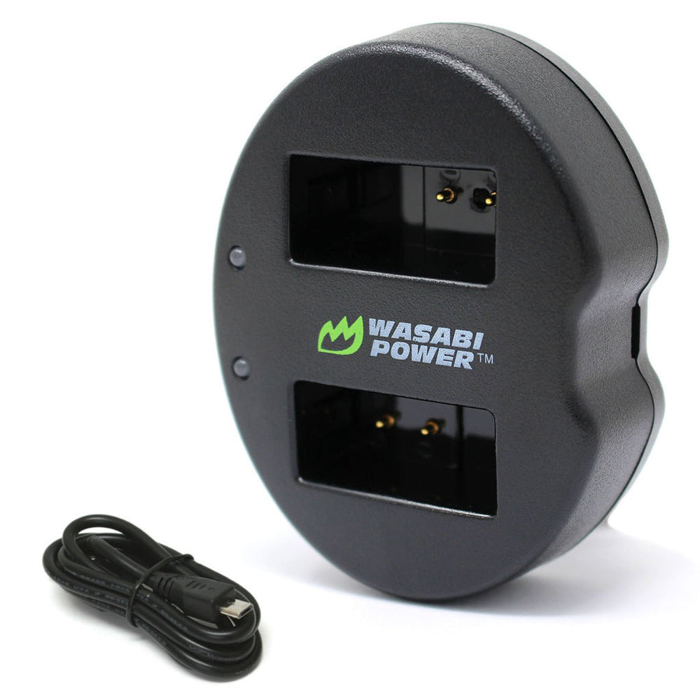 Wasabi Power EN-EL20 ENEL120 (2 Pack) 7.2V 1200mAh Battery and Charger Kit with Power Indicator, Built-In Fold Out US Plug, Car Charger & Euro Plug Adapter for Nikon EN-EL20a, MH-27, Coolpix A, P950, P1000, 1 J1 J2 J3, S1, V3 Digital Camera