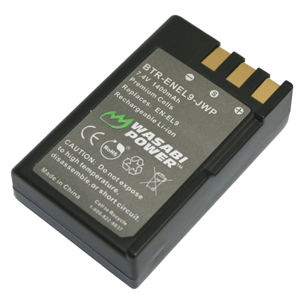 Wasabi Power Nikon EN-EL9 Battery 7.4V 1400mAh for Nikon D40 D40x D60 D3000 D5000 DSLR Camera | BTR-ENEL9