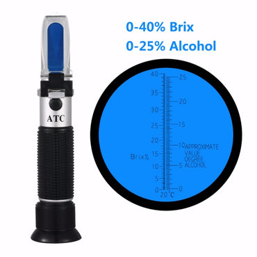 Eagletech REFRAC RHW-2540 Alcohol Refractometer 0-40% Brix 0-25% Alcohol Wort Specific Gravity Beer Fruit Juice Wine Sugar Test