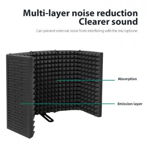Maono Microphone Sound Isolation Shield Insulating Hood Portable Collapsible Foldable High Density Absorbing Foam Panel and Metal Back for Home Office, Studio, Podcasting, Vocalizing, Singing, Broadcasting | AU-S05 S05