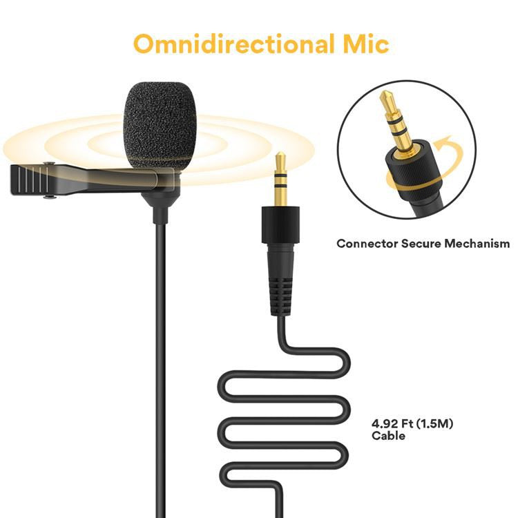 MAONO AU-WM-730 Wireless Lavalier Lapel Microphone with -10dB Attenuation and Low Cut, Real-time Audio monitoring, 48-Channel and Mute Compatible with DSLR Cameras, Camcorders, iPhone, Android Smartphones, and Tablets