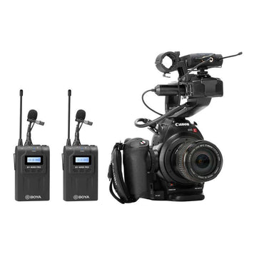 Boya BY-WM8 Pro K2 UHF Dual Channel wireless Lapel Receiver with Two Lavalier Microphone Transmitter