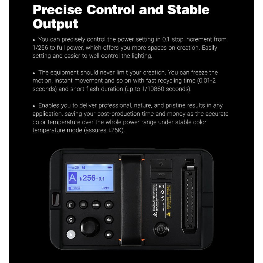 Godox AD1200Pro Battery Powered 1200W Camera Flash System, 2.4G TTL 40W Flash Strobe LED Monolight with 100M Max Range, 5200mAh High Capacity Battery for Studio and Lighting Equipment