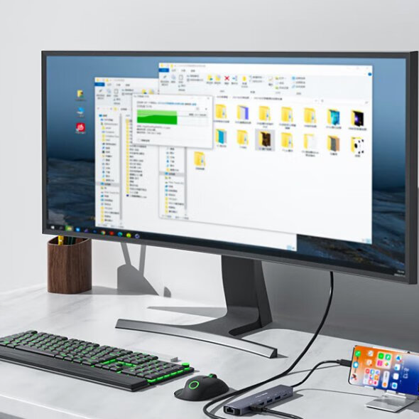 ACASIS DS-7NV5 5-in-1 USB 3.0 to Type C Hub Docking Station with 1000Mbps Gigabit Ethernet Network LAN, 100W PD Fast Charging, and 5Gbps High Speed Data