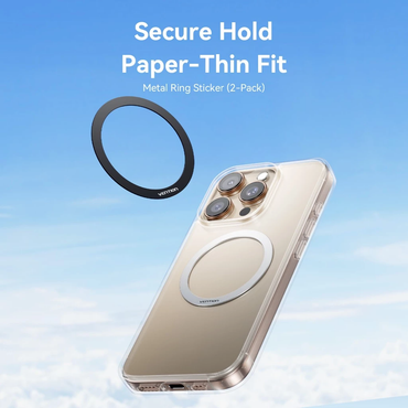 Vention 2-Pack Magnetic Ultra-Thin Metal Ring Stickers for MagSafe iPhone 16/15/14/13/12 Pro Max & Other Compatible Smartphone Device