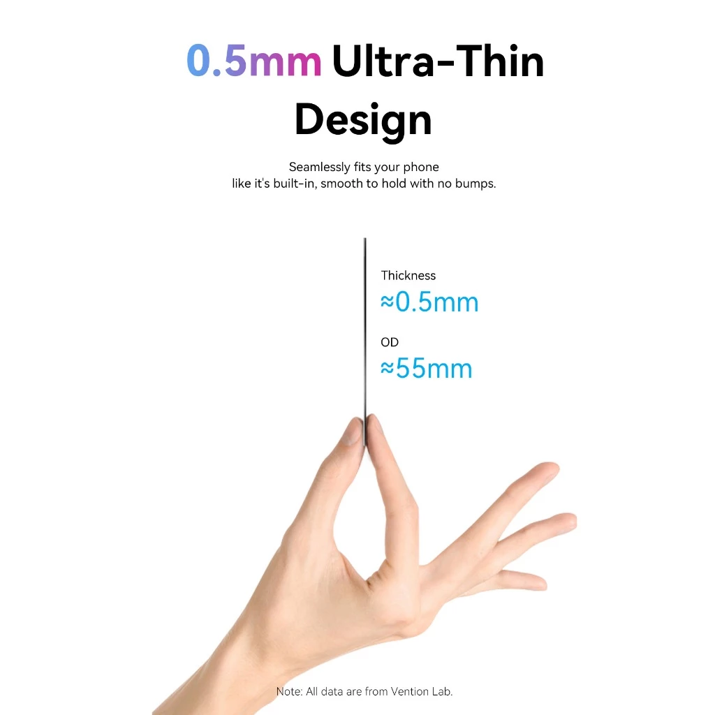 Vention 2-Pack Magnetic Ultra-Thin Metal Ring Stickers for MagSafe iPhone 16/15/14/13/12 Pro Max & Other Compatible Smartphone Device