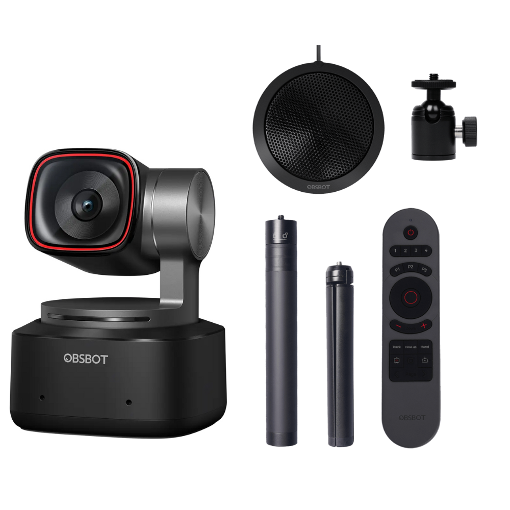 Obsbot Tiny 2 4K AI-Powered PTZ Webcam with USB C 3.0 Type C, Auto Focus & Tracking for Web Camera Live Streaming, Home Workspace Setup, Conference Meeting, Online Class - Support Windows, Mac OS, Linux, PC, Laptop, Computer, Macbook, iMac