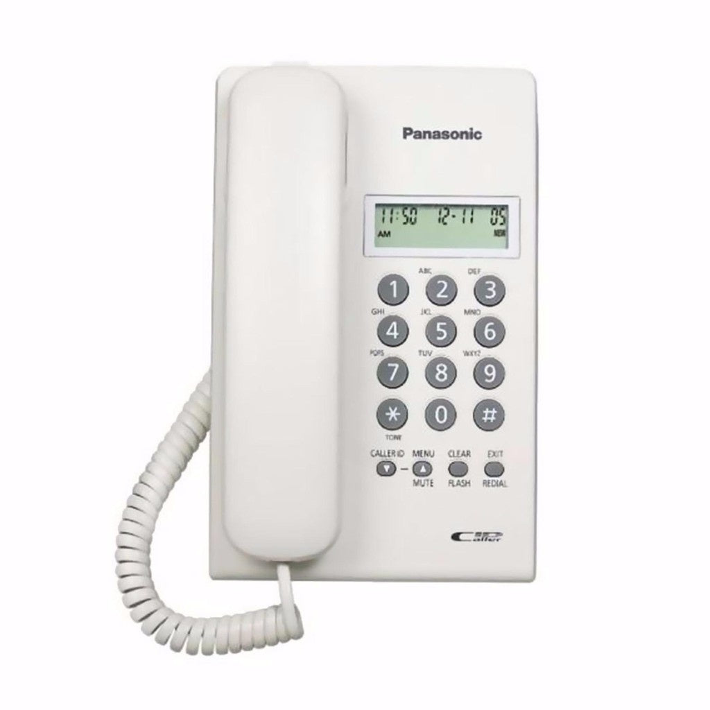 Panasonic KX-T7703 Landline Telephone with 2 Line LCD Display, Caller ID Compatible, Need No Batteries (Power Source from Telephone Line)
