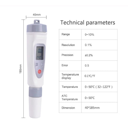 Eagletech YD-100 Salinity Meter Range :0-10%,Digital LCD Salinity Test Pen Automatic Temperature Compensation