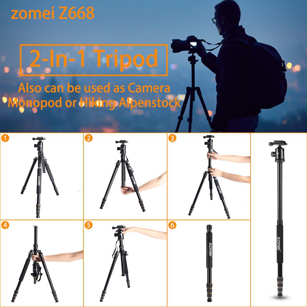 Zomei Z668 Tripod Magnesium Alloy Professiol Tripod Monopod With Ball Head For DSLR Camera