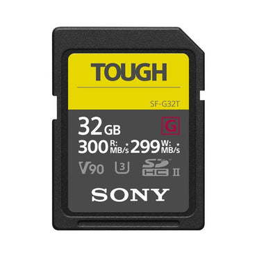 Sony SF-G TOUGH Series 32GB UHS-II SDHC / SDXC U3 V90 Class 10 SD Memory Card with 300mb/s & 299mb/s Read and Write Speed, IP68 Rating and Ribless Design SF-G32T/T1 SF-G64T-T1