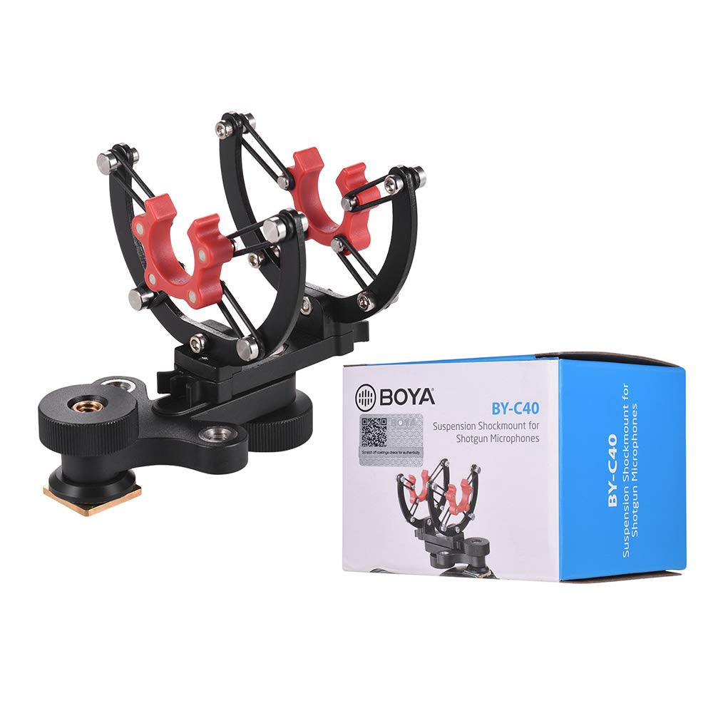 Boya BY-C40 Shock Mount Holder Clip Camera Shoe for Shotgun Microphones 20-22mm Diameter