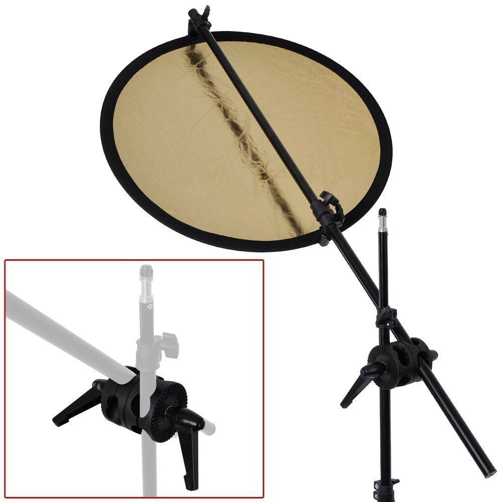 Pxel AA-BA1 Double Dual Grip Swivel Head Bracket for Studio Boom Arm Reflector Holder Stand