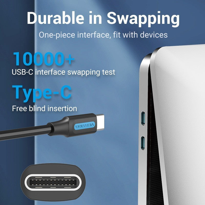Vention USB 2.0 C Male to Male Cable PVC (COS) Black 480Mbps (Available in Different Lengths)
