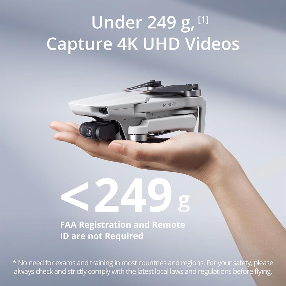 DJI Mini 4K Fly More Combo/Standard Palm-Sized Drone with RC-N1C Remote | 12MP 1/2.3" CMOS 24mm Wide Camera, 4x Digital Zoom, 4K/30fps Video, 31-Min Flight Time, 10km Video Transmission, Stable Hovering with Level 5 Wind Resistance