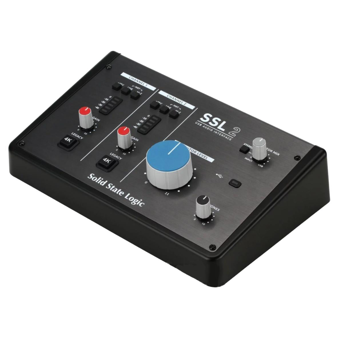 Solid State Logic SSL 2 Professiol Desktop USB-C Audio Interface with Mic Preamps, 24-bit, Legacy 4K Button, Monitor Mix Control