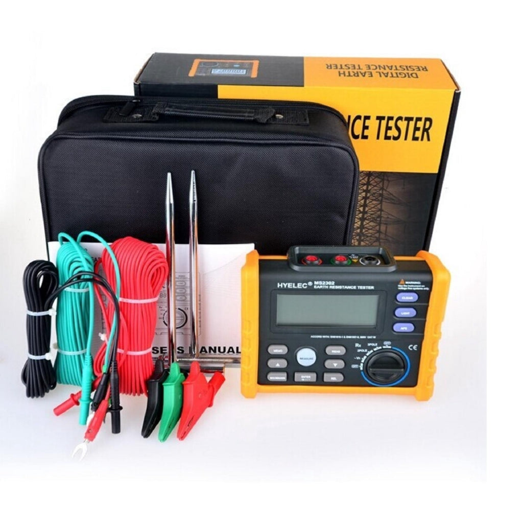 PeakMeter MS2302 Digital Earth & Ground Resistance Tester Megger 0ohm ~4K ohm 100 Groups Data Logging with Backlit