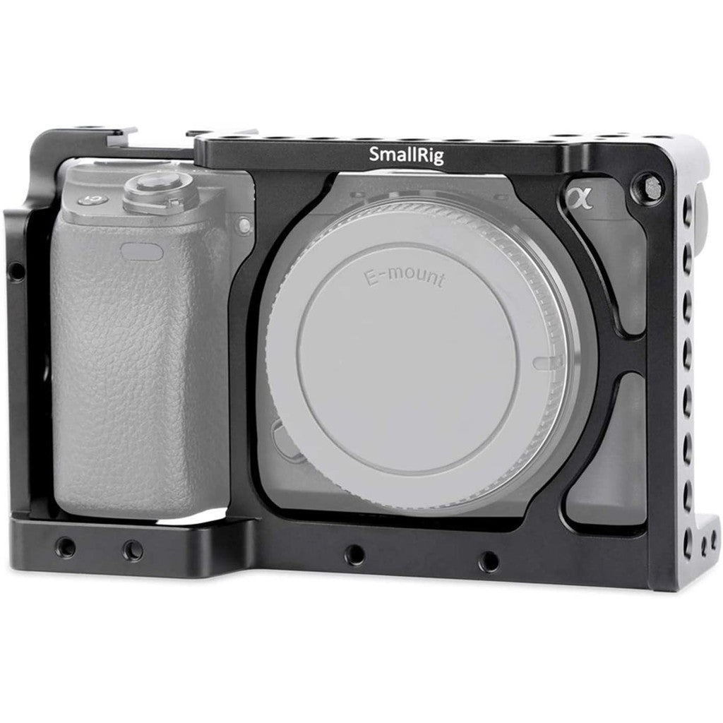 SmallRig Form-fitting Aluminum Alloy Camera Cage for Sony A6000 / A6300 / A6500 / Nex-7 Mirrorless Cameras with Multiple 1/4"-20 Accessory Threads, Rubber Padding and Integrated Shoe Mount | 1661