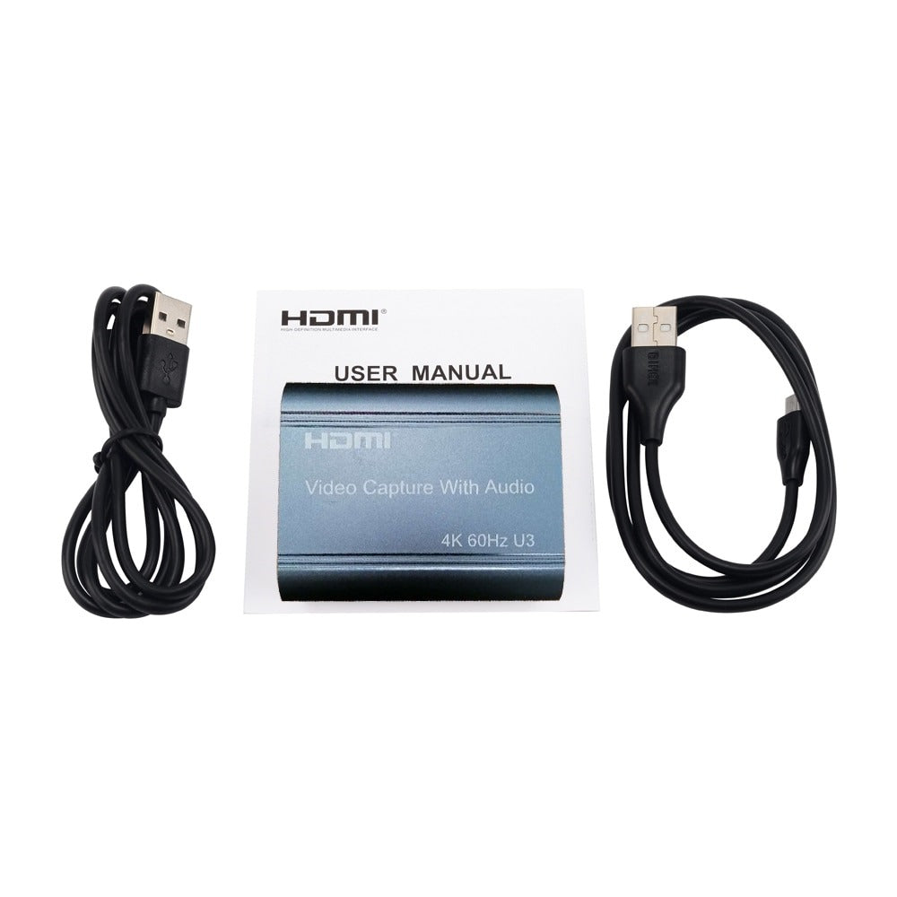 ArgoX HDMI to USB3.0 Video Capture with Loop, 4K 60Hz, USB3.0 to Micro USB Cable, 3.5mm Stereo Output, Support 18Gbps and TMDS Clock, Deep Color, AWG26 HDMI Supported, Support Uncompressed YUY2, VLC/ OBS/Amcap | HDVC12