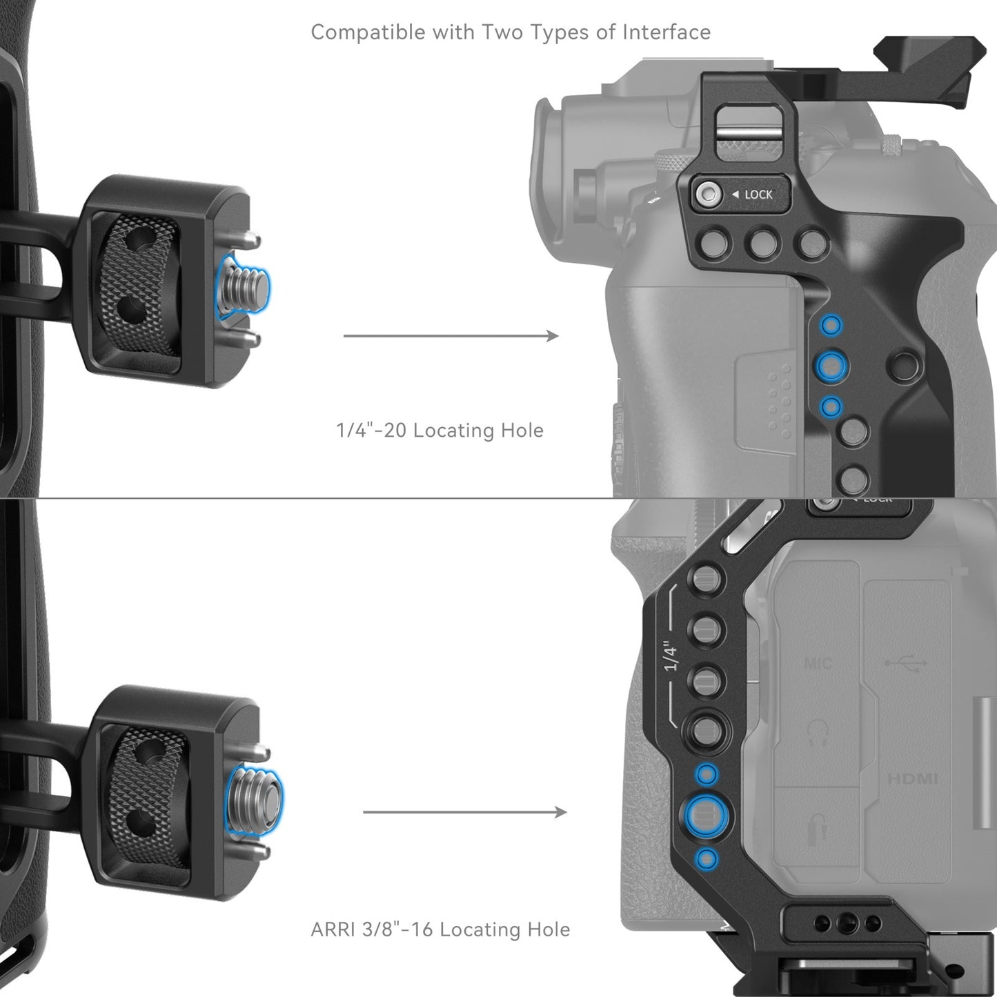 SmallRig Right-or-Left Side Handle Grip for Camera Cage with ARRI 3/8"-16 & 1/4"-20 Locating Screws, 15kg Payload Capcity, Cold Shoe Mounts, Wrist Strap Slot, 1.4" Vertical Adjustment | 4346