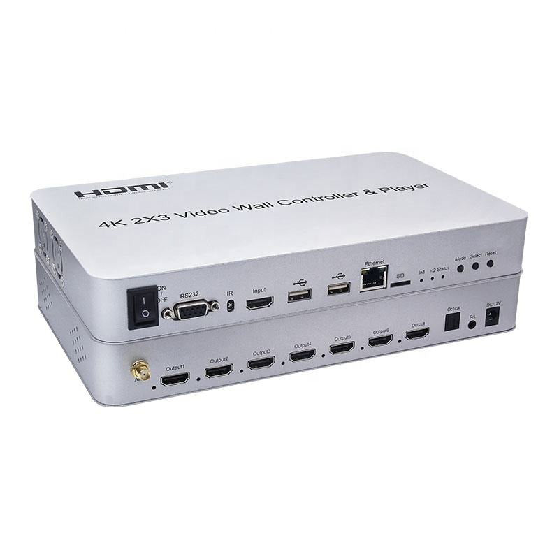 ArgoX HDMI 4K 2x2 / 2x3 Video Wall Controller & Player with Remote Control, Multiple Splicing Methods, 2-Way USB 2.0 Input, Support Wi-Fi, DLAN, Audio Extraction, SD Card Port, Digital Optical Fiber, and 3.5mm Audio | HDVW2X2-M HDVW2X3-M