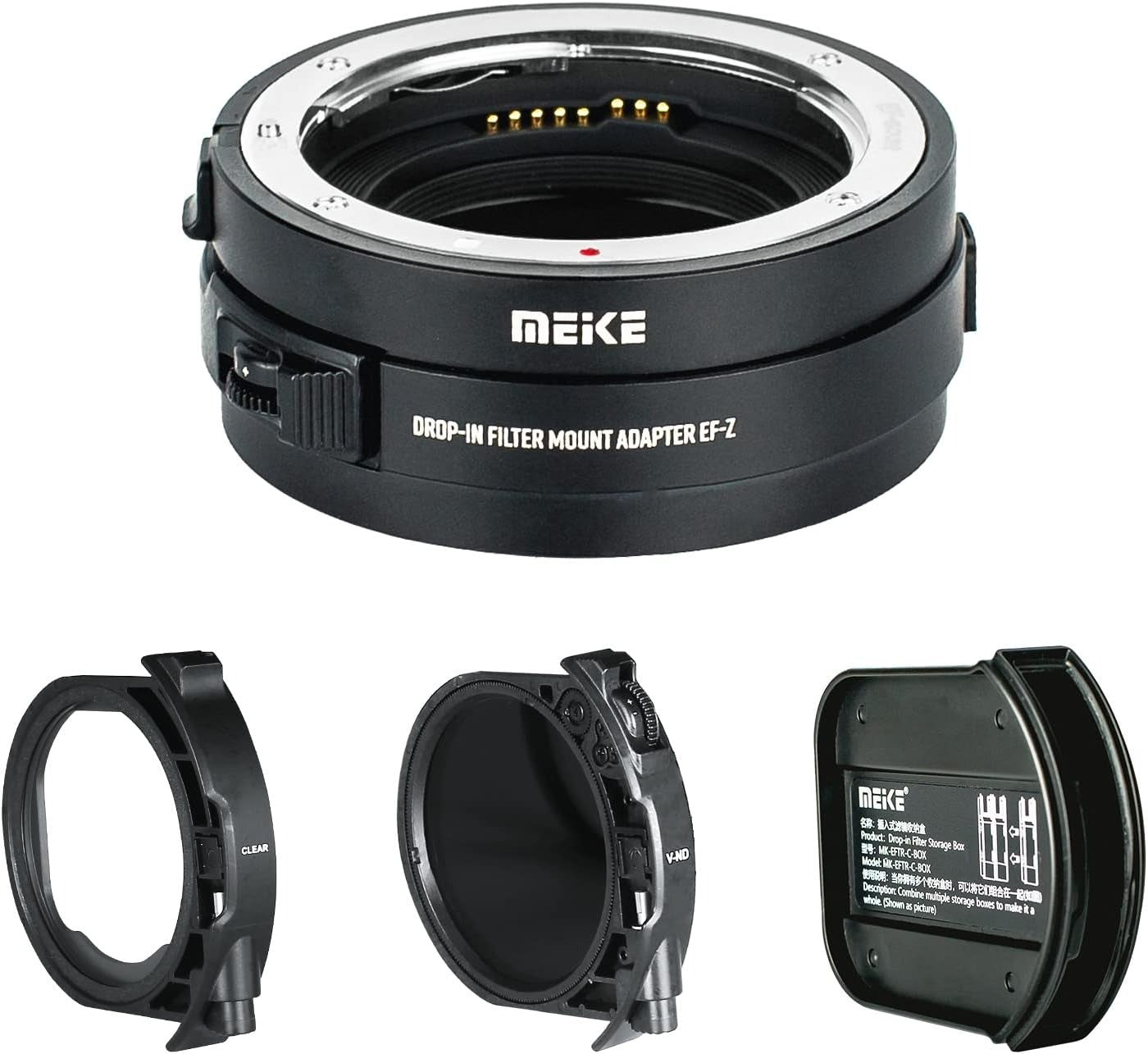 Meike MK-EFTZ-C VND Drop-in Filter Auto Focus Mount Adapter for Canon EF/EF-S Lens to Nikon Z Series Cameras with Variable ND Filter and UV Filter Z5 / Z6 / Z7 / Z50 / Z6II / Z7II Mirrorless Camera