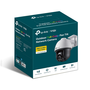 TP-Link VIGI C540 4MP Outdoor Full-Color Pan Tilt Network CCTV Camera 2K QHD (4mm) Ceiling/Wall/Pole Mounting with Two-Way Audio, Active Defense, Smart Detection, Remote Monitoring, Smart Video, IP66 Waterproof, microSD Memory
