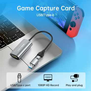 ACASIS VC001 HDMI to USB A, USB C Video Capture Card with 4K 30Hz HDMI Input, 1080p 30Hz USB Type C Output for Live Streaming, PC, Gaming, Video Recorder