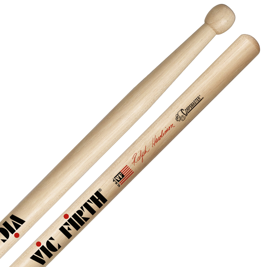 Vic Firth Ralph Hardimon Sigture Hickory Wood Drumsticks Oval Tip Marching Tenor / Swizzle Sticks for Drums and Cymbals | SRHTS/W