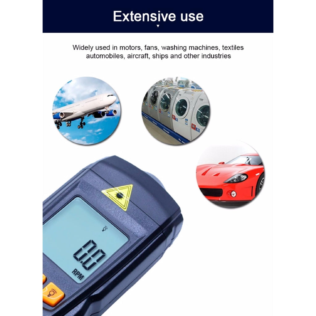 Benetech GM8905 Digital LCD Tachometer Non-Contact RPM Tach Test Meter Motor Speed Gauge Tester