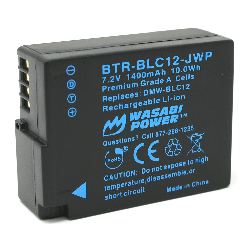 Wasabi Power Battery (2-Pack) and Dual Charger for Panasonic DMW-BLC12 DMWBLC12 BLC12 | JG Superstore