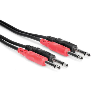 Hosa Technology Two 1/4" Phone Male to Two 1/4" Phone Male Unbalanced Cable (Molded Plugs) - 10'