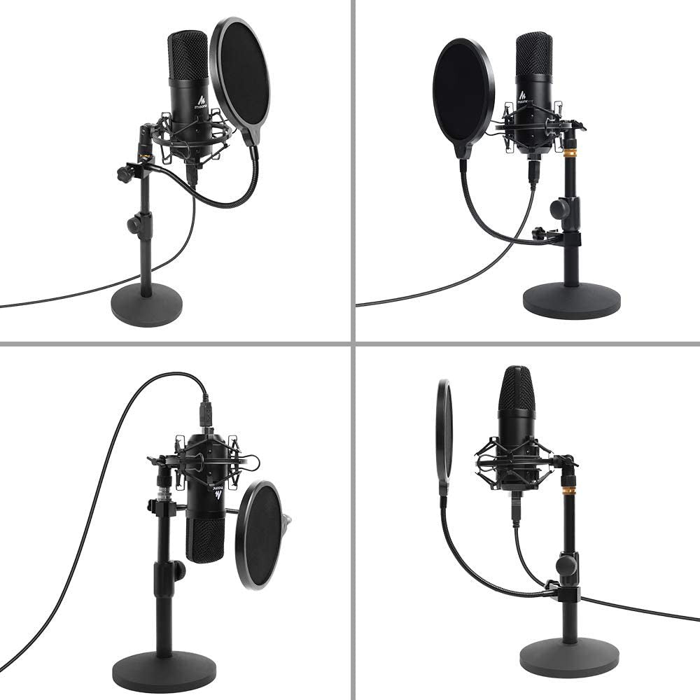 Maono AU-A04TC Professiol Studio Cardioid Condenser USB Podcast Streaming Microphone Kit with Aluminum Organizer Storage Case for Smartphones PC Laptops A04TC A04T