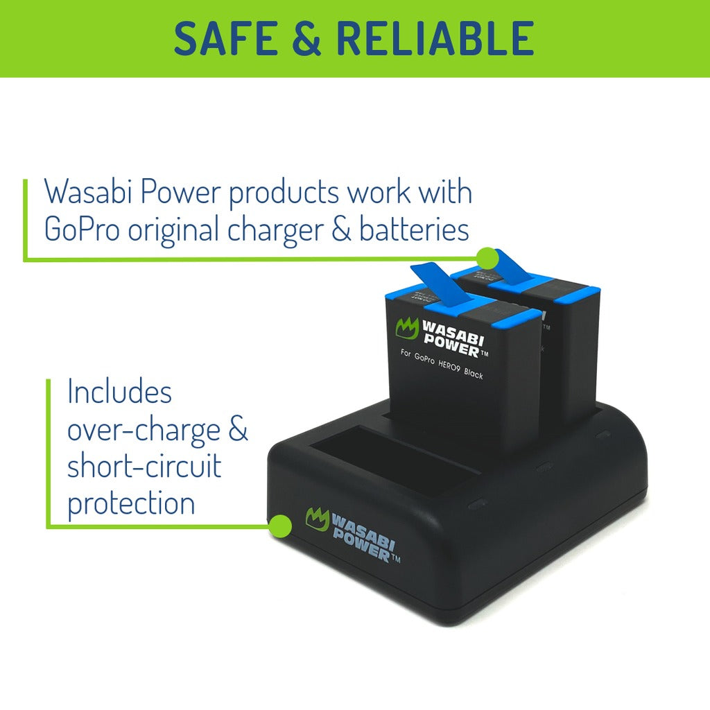 Wasabi Power GoPro HERO 12/11/10/9 Battery & Charger for HERO12 HERO11 HERO10 HERO9 Action Cameras | JG Superstore