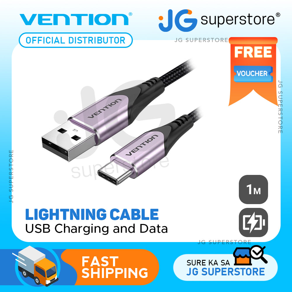 Vention USB 2.0 to Lightning Port Charging and Data Cable for Apple Phones and Tablets (Aluminum, Red, Purple) (0.5M, 1M, 1.5M, 2M) | LAB