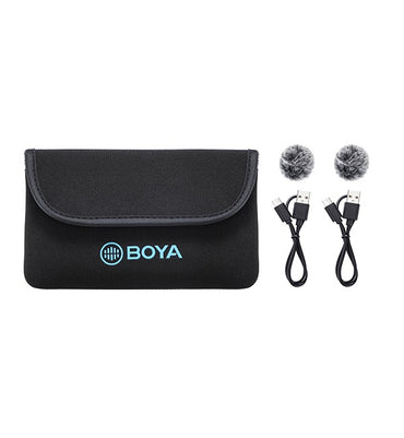 BOYA BY-M1V Series 2.4GHz Dual-Channel Wireless Lavalier Microphone System (Plug & Play) Clip On Mic for Smartphone, Tablet, DSLR, Mirrorless, Camera, iPad, iPhone, Android & iOS Devices - USB Type C / Lightning / 3.5mm Audio Jackst