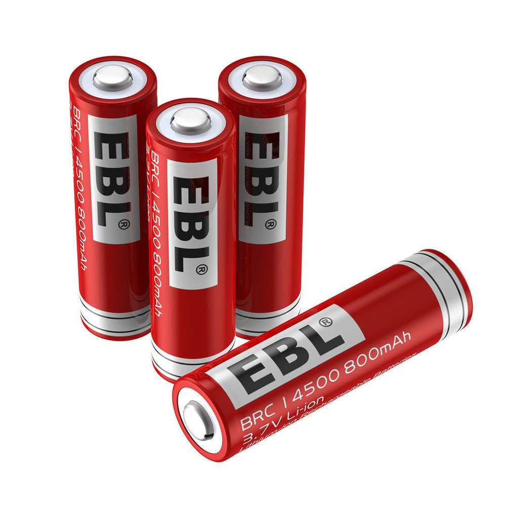 EBL LN-1450 3.7V 14500 800mAh Li-ion Lithium Ion Battery with Up to 1200 Recharges, and Improved Low Self-Discharge for Portable and EUPDATEncy Electronics (Pack of 4)