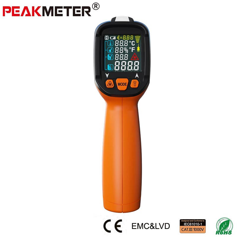 PeakMeter PM6530D -50~800 with Humidity and Dew Point IRT K type Ambient UV Light Infrared Thermometer Gun