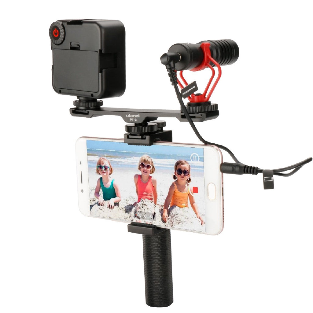 Ulanzi PT-2 Double Hot Shoe Mount Extension Bar Dual Bracket With 1/4" Thread