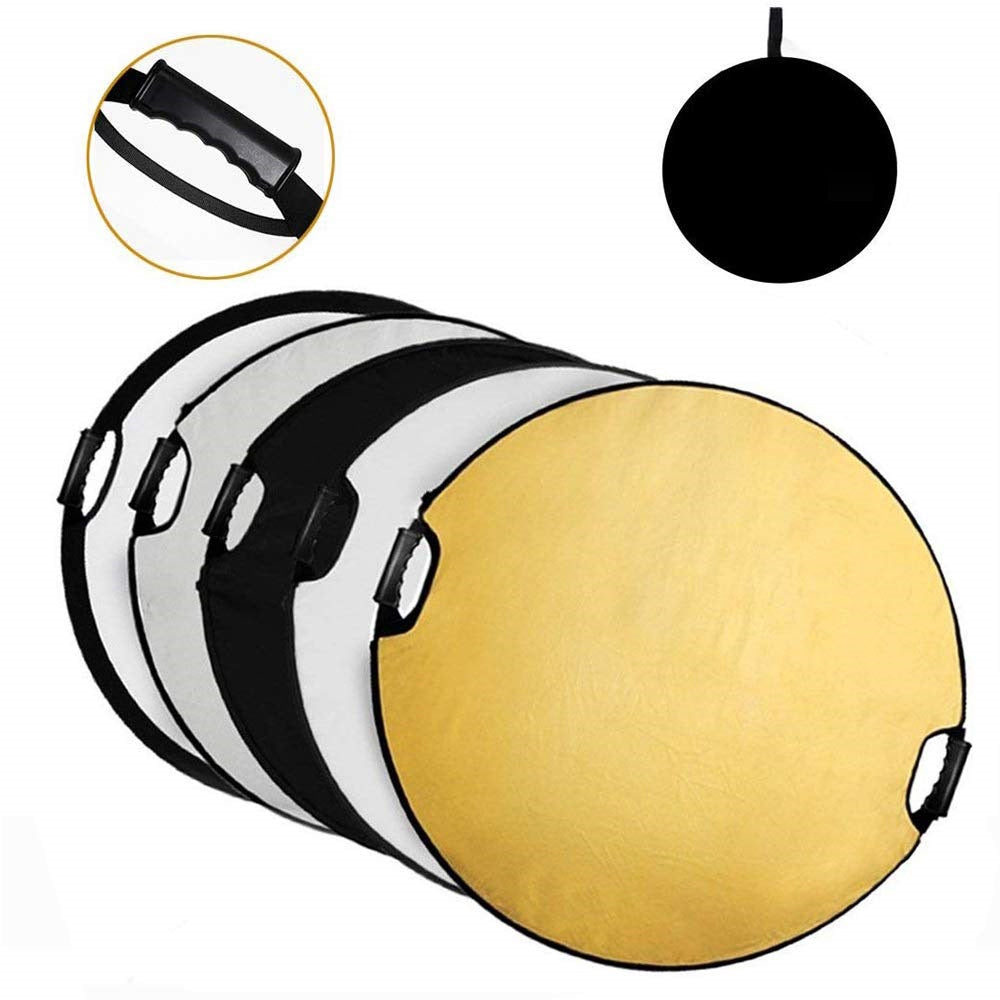 Pxel RF-6X6 5 in 1 24inch / 60cm Round Reflector with Grip Handle for Photography Photo Studio Lighting & Outdoor Lighting