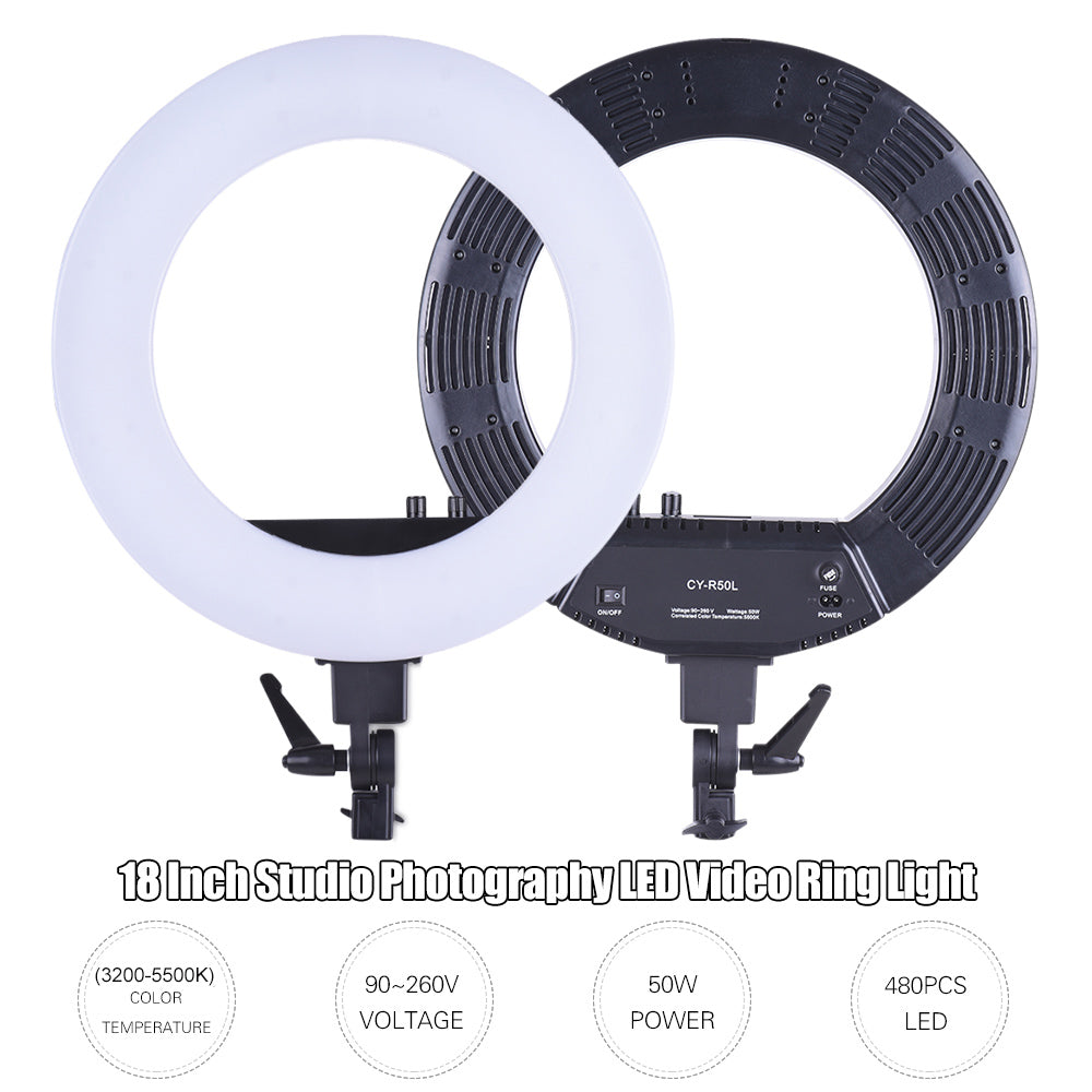 Pxel RL-18 RL18 LED Lamp Bi-Color Ring Light 18 inches 3200K-5500K Photography Studio Beauty Vlog Lighting Makeup, Livestream with Stand