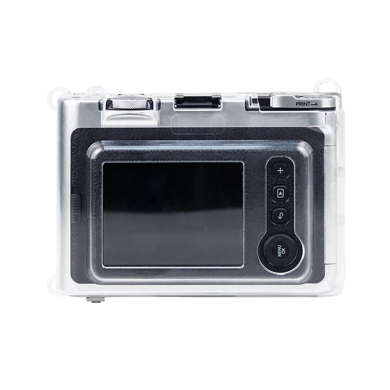Pikxi Fujifilm Instax Mini EVO Crystal Clear Protective Case with Removable Shoulder Strap Instant Film Camera Cover Hard Transparent Casing