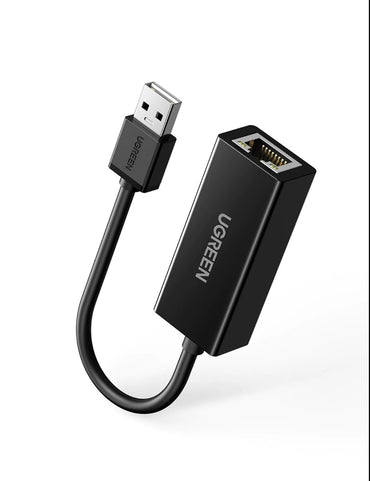 UGREEN USB 2.0 to Ethernet Network Adapter RJ45 Female LAN 100Mbps Compatible with Nintendo Switch Wii U Chromebook Windows Mac (Black) | 20254