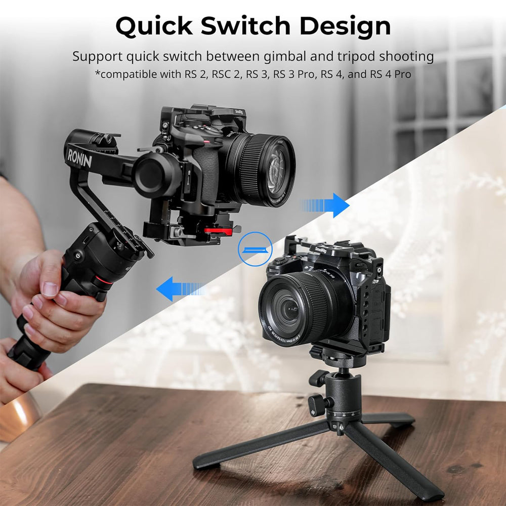 SmallRig Formfitting Aluminum Alloy Camera Cage for Nikon Z50 II Mirrorless Camera with Integrated Arca-Type Base, TO Rail, Shoe Mount, Strap Slots, QD Socket and 1/4"-20, 3/8"-16 Accessory Threads