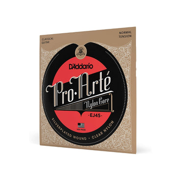 D'Addario Pro-Arte Silver Plated / 80/20 Bronze Wound Nylon Core Guitar Strings Set with Normal Tension for Classical Guitars | EJ45
